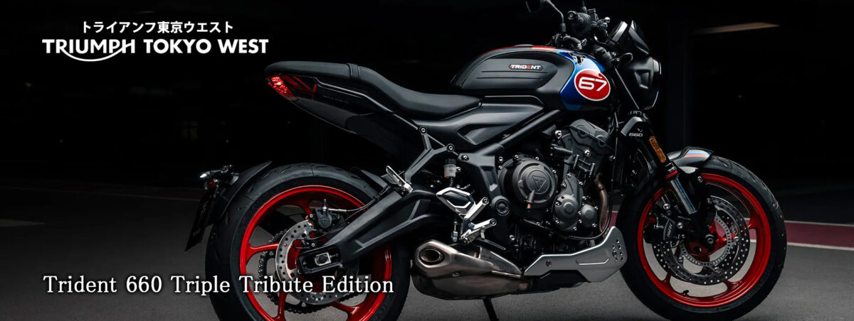 Trident Triple Tributeにステルスなニュースタイルが登場。大胆な新型Trident 660 Triple Tribute Editionは、レースの伝統を再解釈し、卓越したスタイルとライダー本位の最新テクノロジーを融合したマシンです。